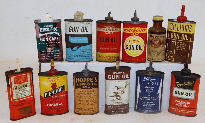 Group of 12 Household Gun Oil Handy Oiler Cans: largest 4oz