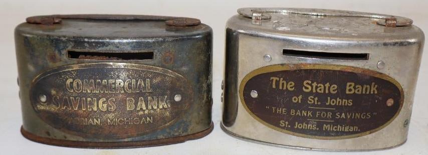 Group of 2 Commercial Savings Bank & State Bank of St. Johns Michigan Advertising Banks (1 of 2)