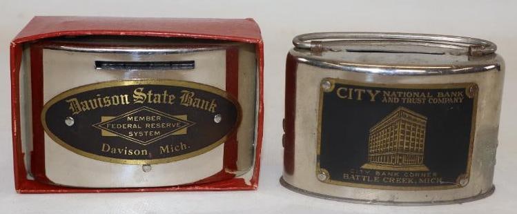 Group of 2 Davison State Bank & Battlecreek City National Michigan Advertising Banks (1 of 2)