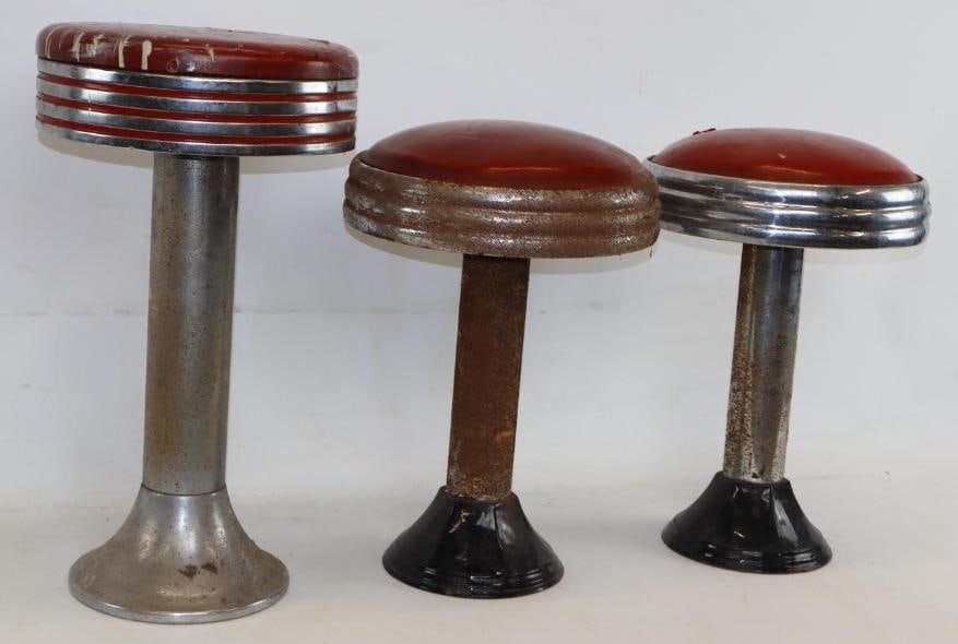 Group of 3 Red Top Diner Seats: 12.5" x 24" largest