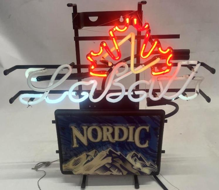 Working Labatt's Nordic Window Beer Neon Sign: 19" x 19" x 7"