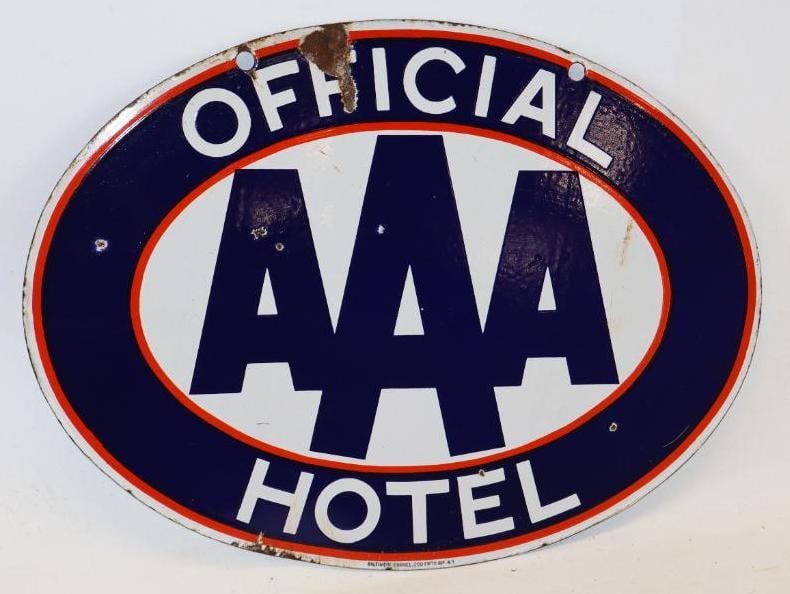 Double Sided Hanging Official AAA Hotel Porcelain Sign (1 of 4)