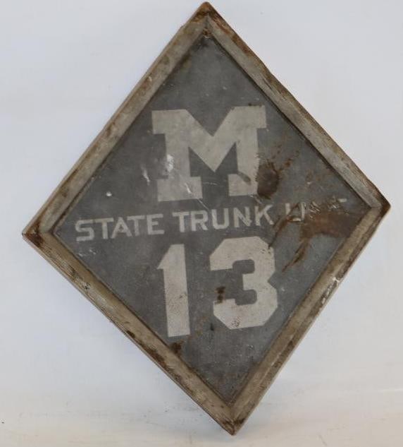 1920's Michigan State Trunk Line Route 13 Wooden Sign (1 of 4)