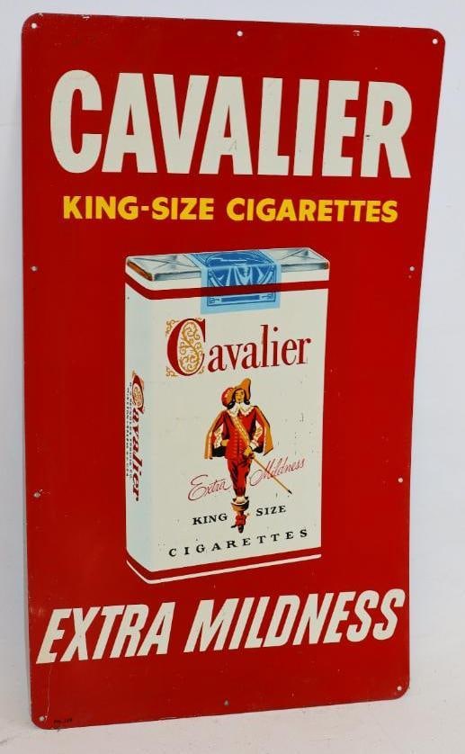 Cavalier King Size Cigarettes Extra Mildness Single Sided Tin Advertising Sign: 11" x 19"