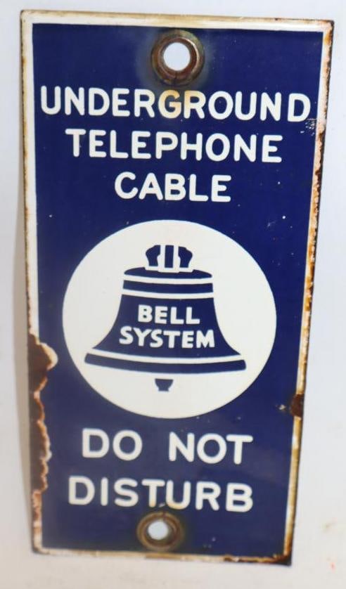 Bell System Underground Telephone Cable Single Sided Advertising Porcelain Sign (1 of 2)