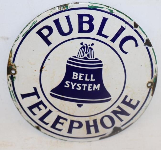 Bell System Public Phone Single Sided Advertising Porcelain Sign (1 of 2)