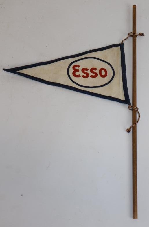 Esso Gasoline Advertising Canvas Pennant: 10"x 6" x17"