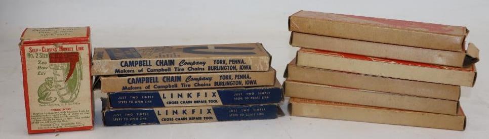 Group of 10 Campbell and Hershey Tire Chain Repair Plyers In Advertising Boxes (1 of 2)