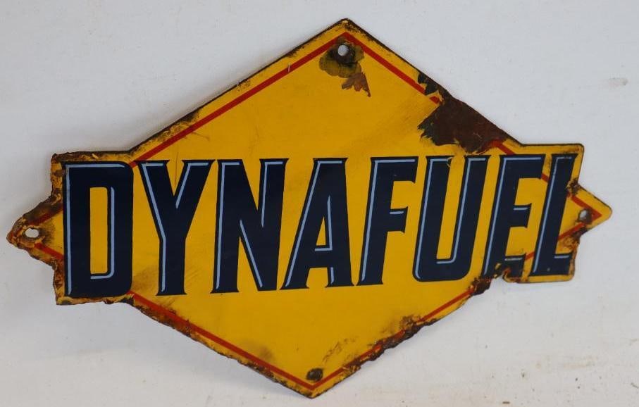 Sunoco Dynafuel Porcelain Advertising Gas Pump Plate (1 of 2)