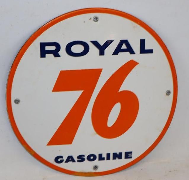 Royal 76 Gasoline Porcelain Advertising Gas Pump Plate (1 of 4)