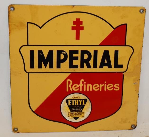 Imperial Refineries w/ Ethyl Porcelain Gas Pump Plate (1 of 5)