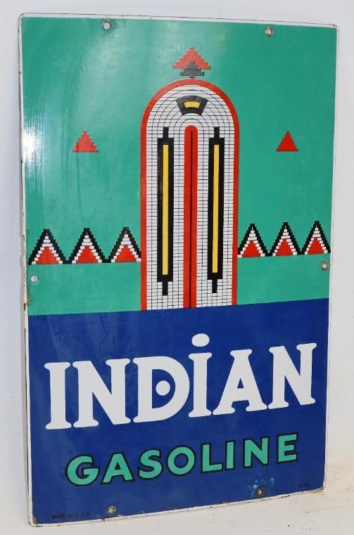 Texaco Indian Gasoline Porcelain Gas Pump Plate (1 of 4)