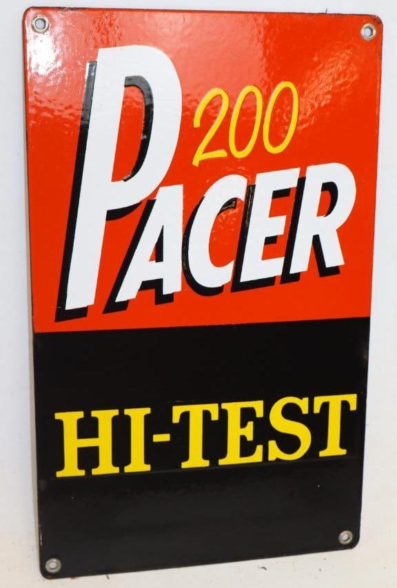Pacer 200 Hi-Test  Porcelain Gas Pump Plate (1 of 4)
