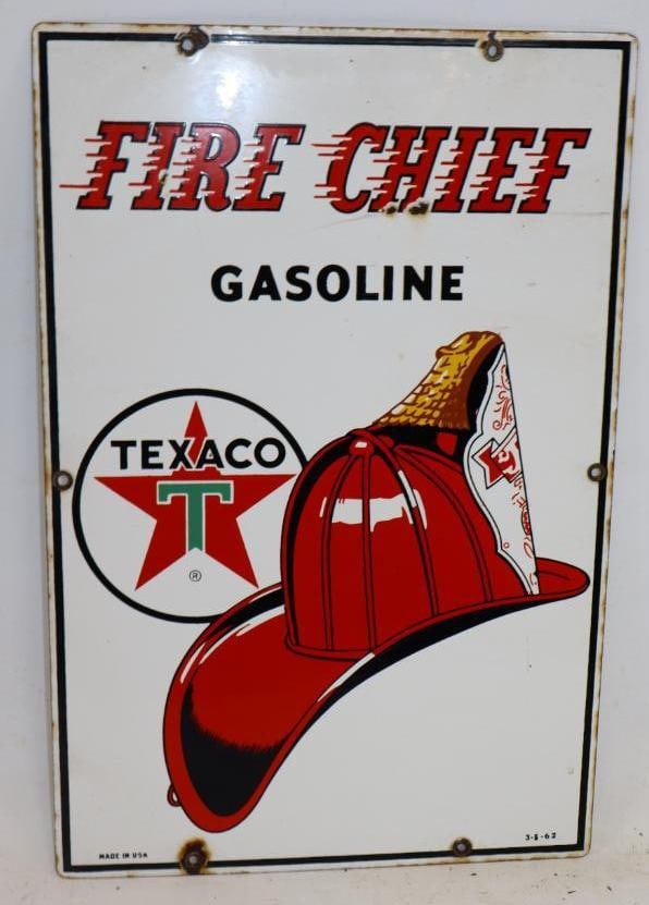 Texaco Fire Chief Gasoline Porcelain Pump Plate (1 of 6)