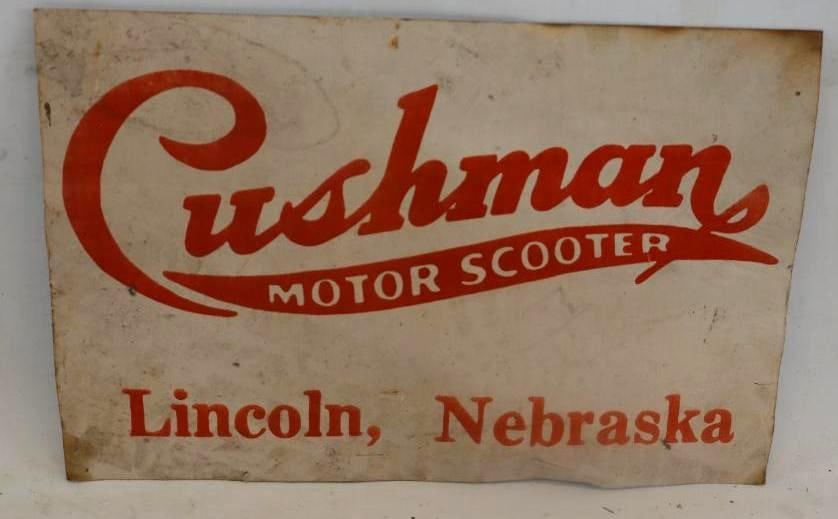 Cushman Motor Scooter Lincoln Nebraska Cardboard Advertising Sign (1 of 2)