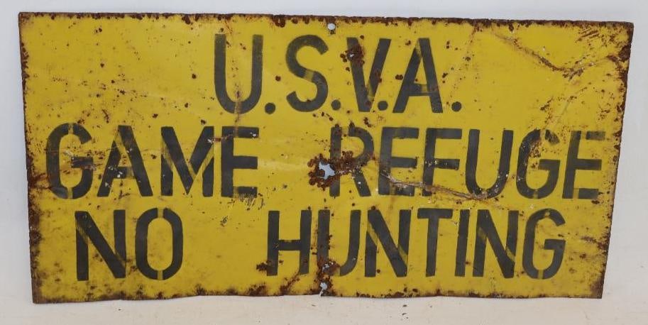 US Government of Virginia Game Refuge No Hunting Metal Sign (1 of 4)
