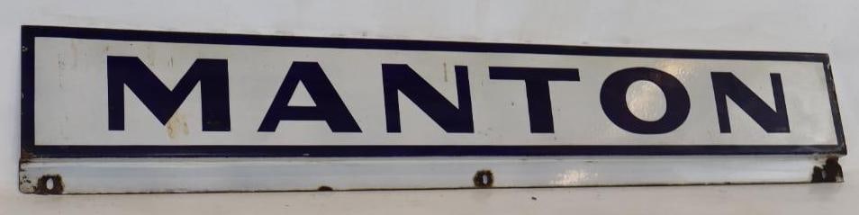 Single Sided Porcelain  Manton Rail Road Station Advertising Sign (1 of 5)