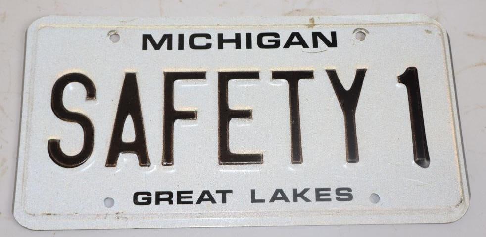 Michigan Embossed Safety 1 Booster License Plate (1 of 2)