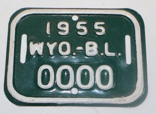 1955 Wyoming Michigan Sample Bicycle License Plate (1 of 2)