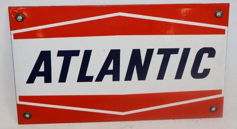 Atlantic Porcelain Gas Pump Plate (1 of 2)