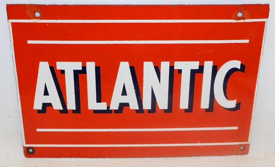 Atlantic Porcelain Gas Pump Plate (1 of 2)
