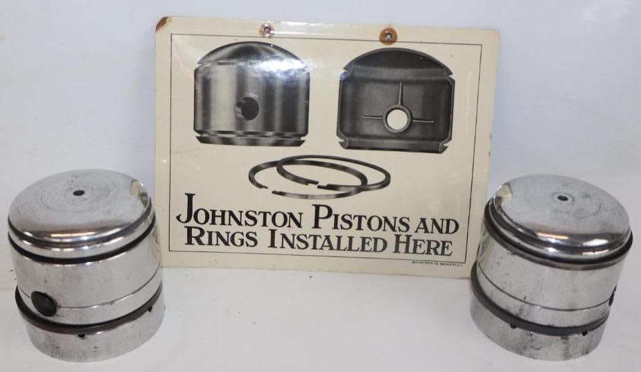 Johnston Pistons and Rings Installed Here Advertising Display Sign (1 of 2)