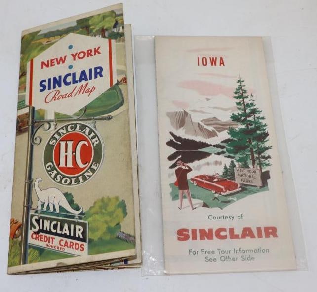 Group of 3 Sinclair 5 Panel Advertising Road Maps: 4" x 9" Iowa road map not a 5 panel