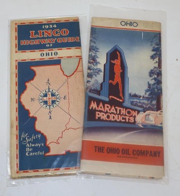 Group of 2 Marathon and Linco Advertising Road Maps: 4" x 9"