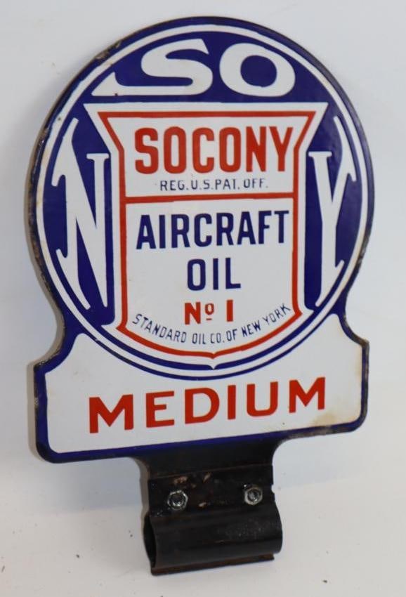 Socony Air Craft Oil No. 1 Medium Double Sided  Porcelain Lubester Paddle (1 of 3)
