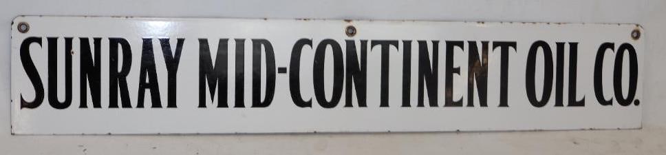 Sunray Mid-Continents Oil Company Single Sided Porcelain Advertising Sign (1 of 5)