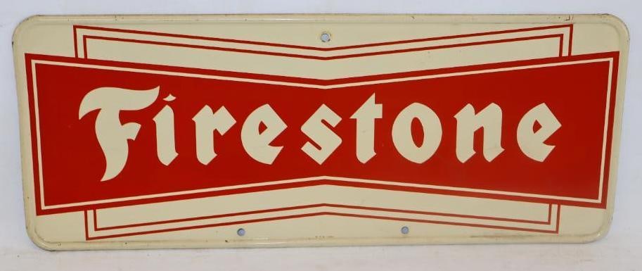 Firestone Single Sided Tin w/ Embossed Edge Advertising Sign (1 of 5)