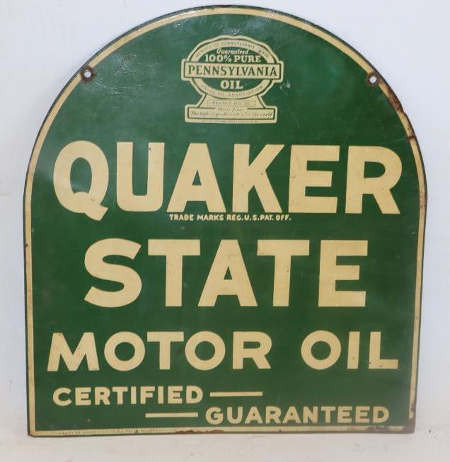 Quaker State Motor Oil Double Sided Tomb Stone Can Rack Sign (1 of 6)