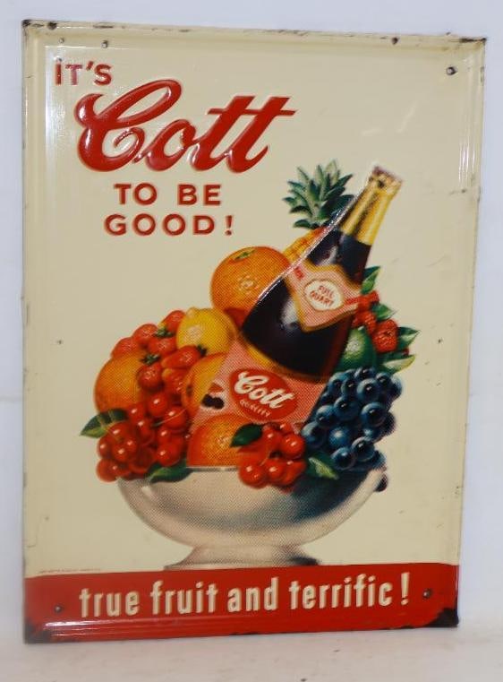 Embossed Cott True Fruit and Terrific Single Sided Tin Advertising Sign (1 of 4)