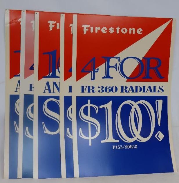 Group of 5 Double Sided Firestone 100 Anniversary Advertising Signs (1 of 2)