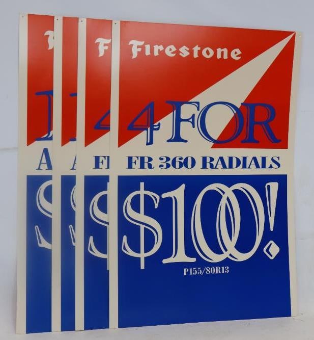 Group of 4 Double Sided Firestone 100 Anniversary Advertising Signs (1 of 2)