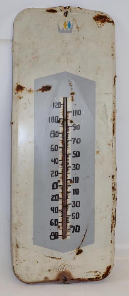 Royal Crown Cola Advertising Thermometer: 9.5" x 25" x .5", numbers are hand written in marker