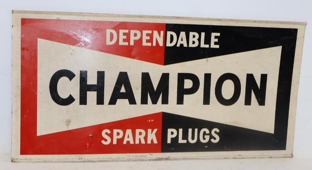 Dependable Champion Spark Plug Double Sided Metal Advertising Sign (1 of 4)