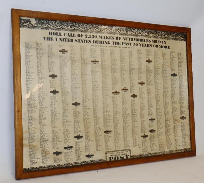 1940's Makes of Automobiles Sold in US Saturday Evening Framed Poster (1 of 5)