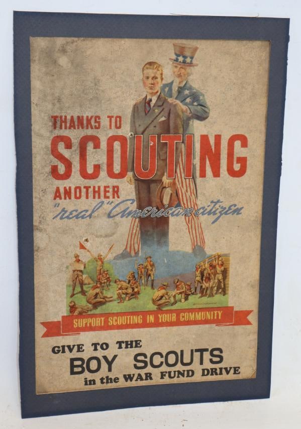 1940's Support Boy Scouts in Your Community War Fund Drive Advertising Cardboard Poster (1 of 4)