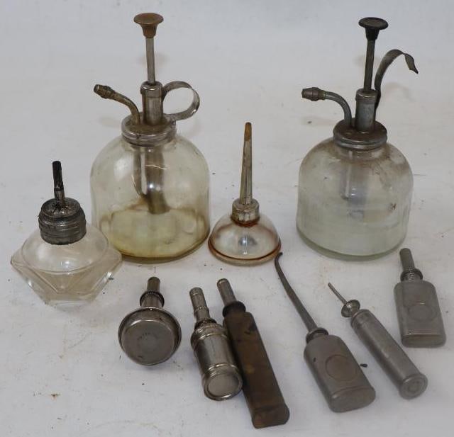 Group of 10 Household Metal And Glass Handy Oiler Cans (1 of 3)