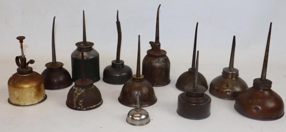 Group of 12 Household Round Handy Oiler Cans (1 of 2)