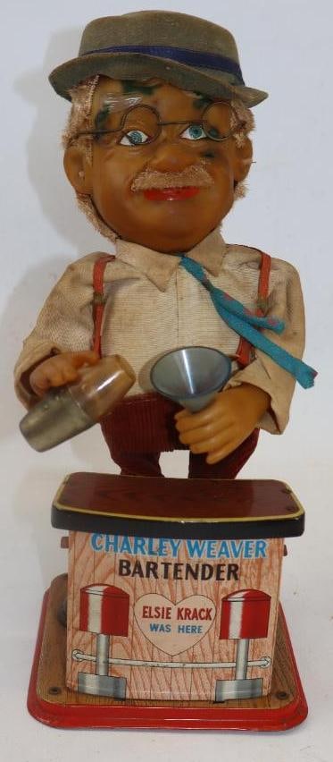 Charley Weaver Battery Operated Tin Litho Bartender Toy (1 of 4)
