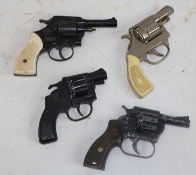 Group of 4 Different Revolver Toy Cap Guns: 5" x 4" x 1" largest