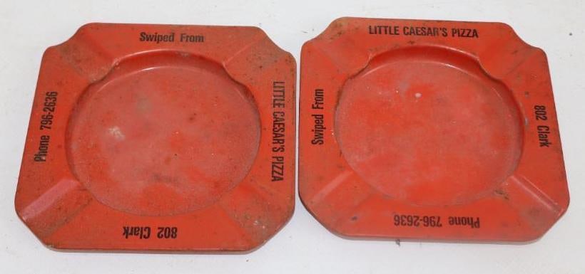 Group of 2 Little Caesar's Pizza Adverting Ash Trays (1 of 2)