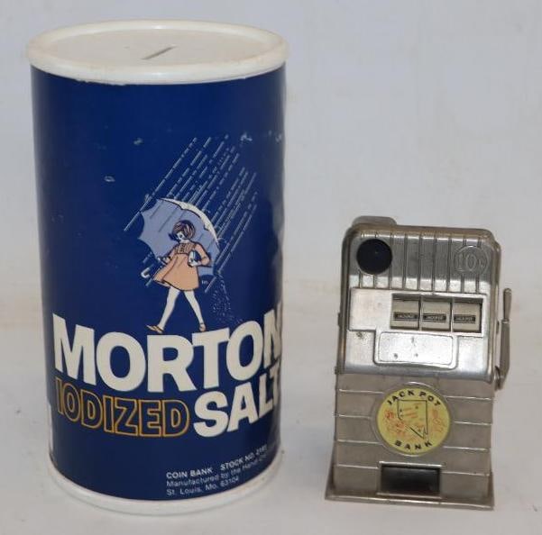 Group of 2 Advertising Slot Machine Morton Salt Coin Banks (1 of 5)