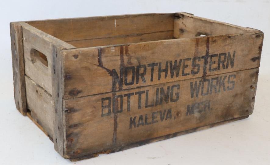 Northwestern Bottling Works Kaleva Michigan Wooden Crate: 19.50" x 12" x 8.50"