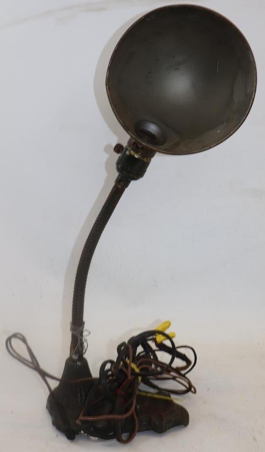 Industrial Desk Top Light w/ Ornate Base: 7" x 5"x 20"