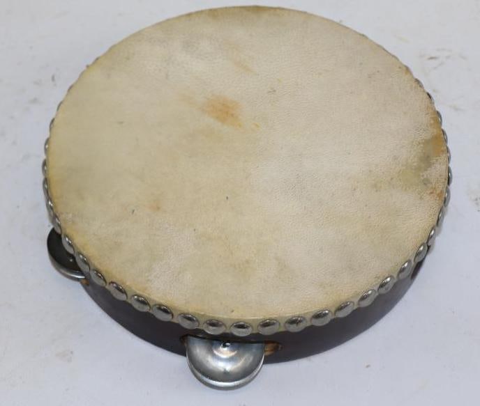Early Wooden Tambourine w/5 Bells: 8" diameter x 2"