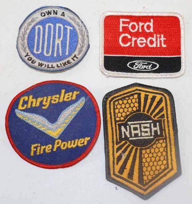Group of 4 Chrysler, Dort, Ford and Nash Automobile Advertising Patches: 3.75" x 2.50" Largest