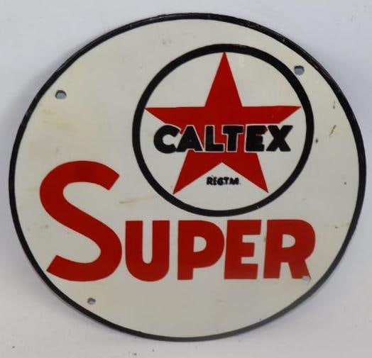 Reproduction Texaco Caltex Super Porcelain Advertising Pump Plate (1 of 2)